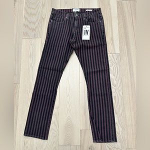 NWT Frame Slim Fit Burgundy and Black Stripe Jeans Vinoodh Size 31  Runs Small